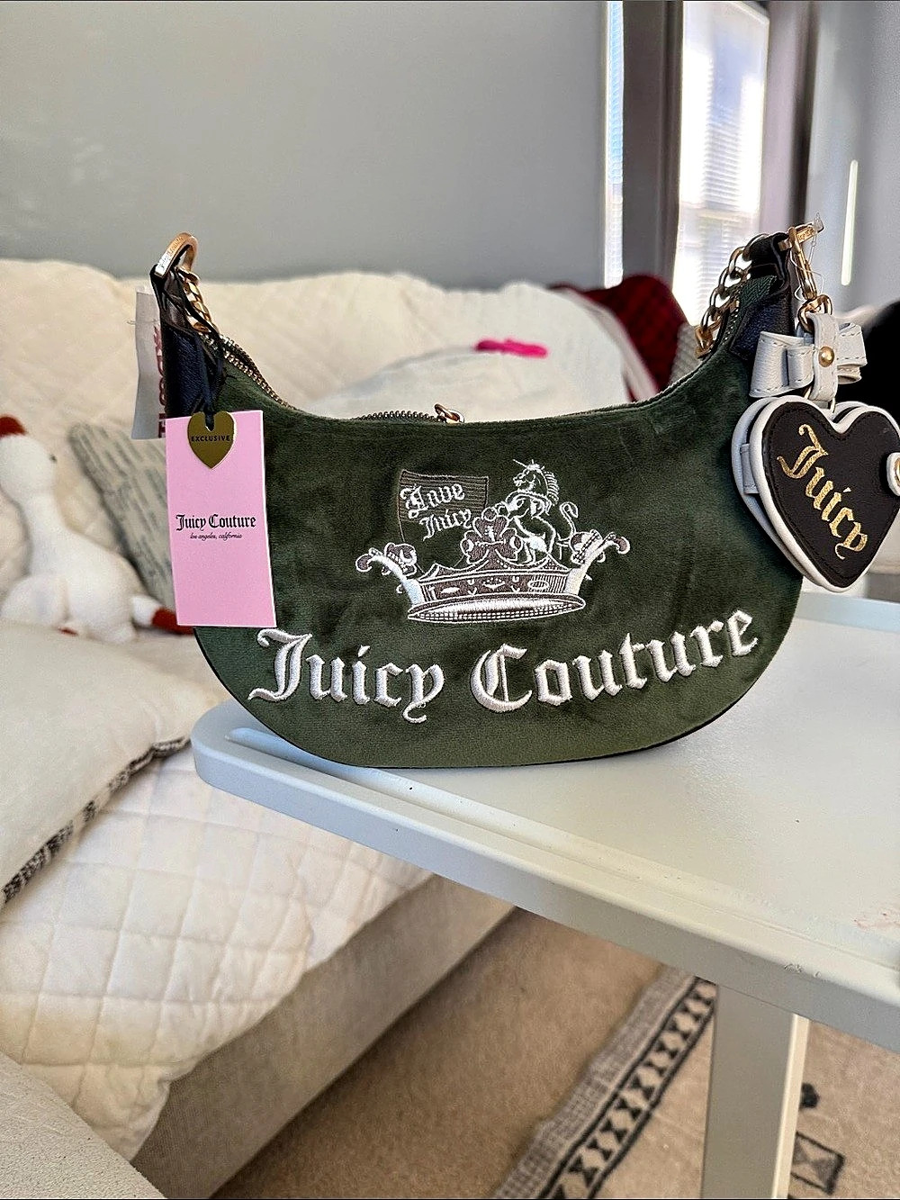 NWT Juicy Couture Green & cream Shoulder Bag